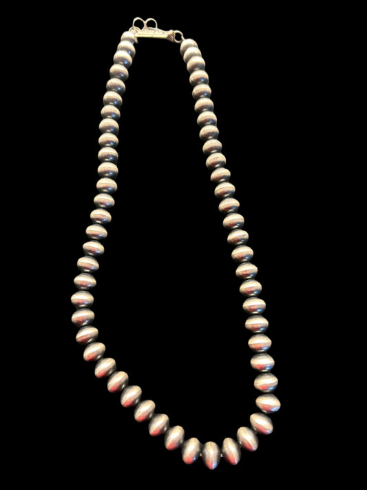 10 mm 20" Sterling Silver Bead Necklace